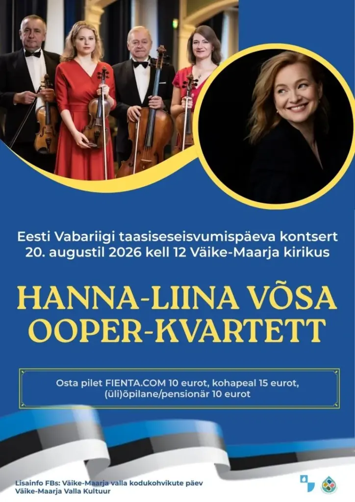 Hanna-Liina Võsa ja ooper-kvartett annavad Väike-Maarja kirikus tasuta taasiseseisvumispäeva kontserdi